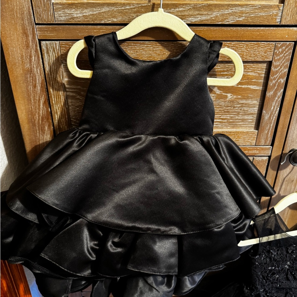 Elegant Black Satin Baby Dress